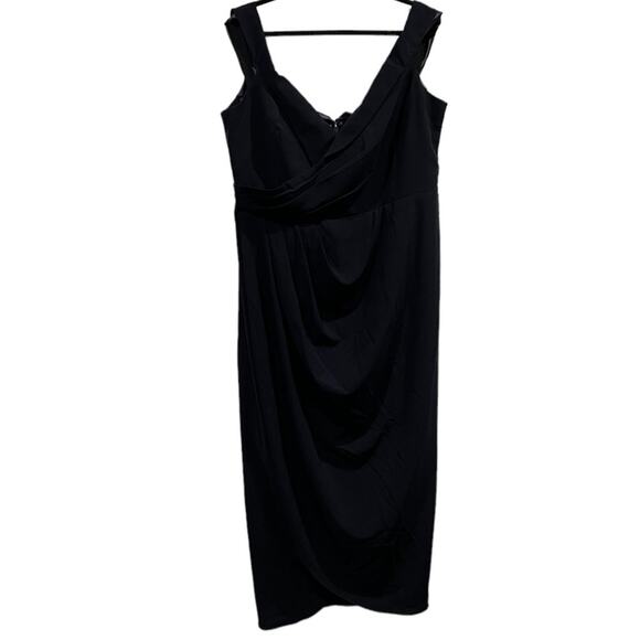 NWT CITY CHIC Ripple Love FF Dress Navy Blue Size 20 Large v-neck zippered back - Picture 1 of 9